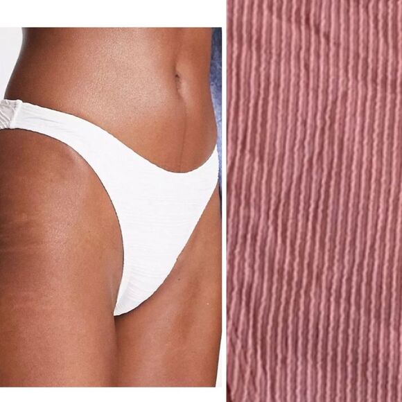 New Topshop Textured High Leg Bikini Bottom in DUSTY PINK Size 14 - Picture 1 of 10